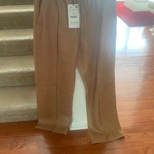 ZARA LEATHER WIDE LEG PANT  SIZE US LARGE